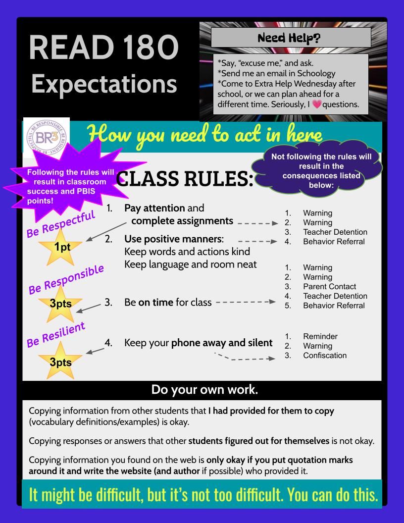 Read 180 Class Expectations